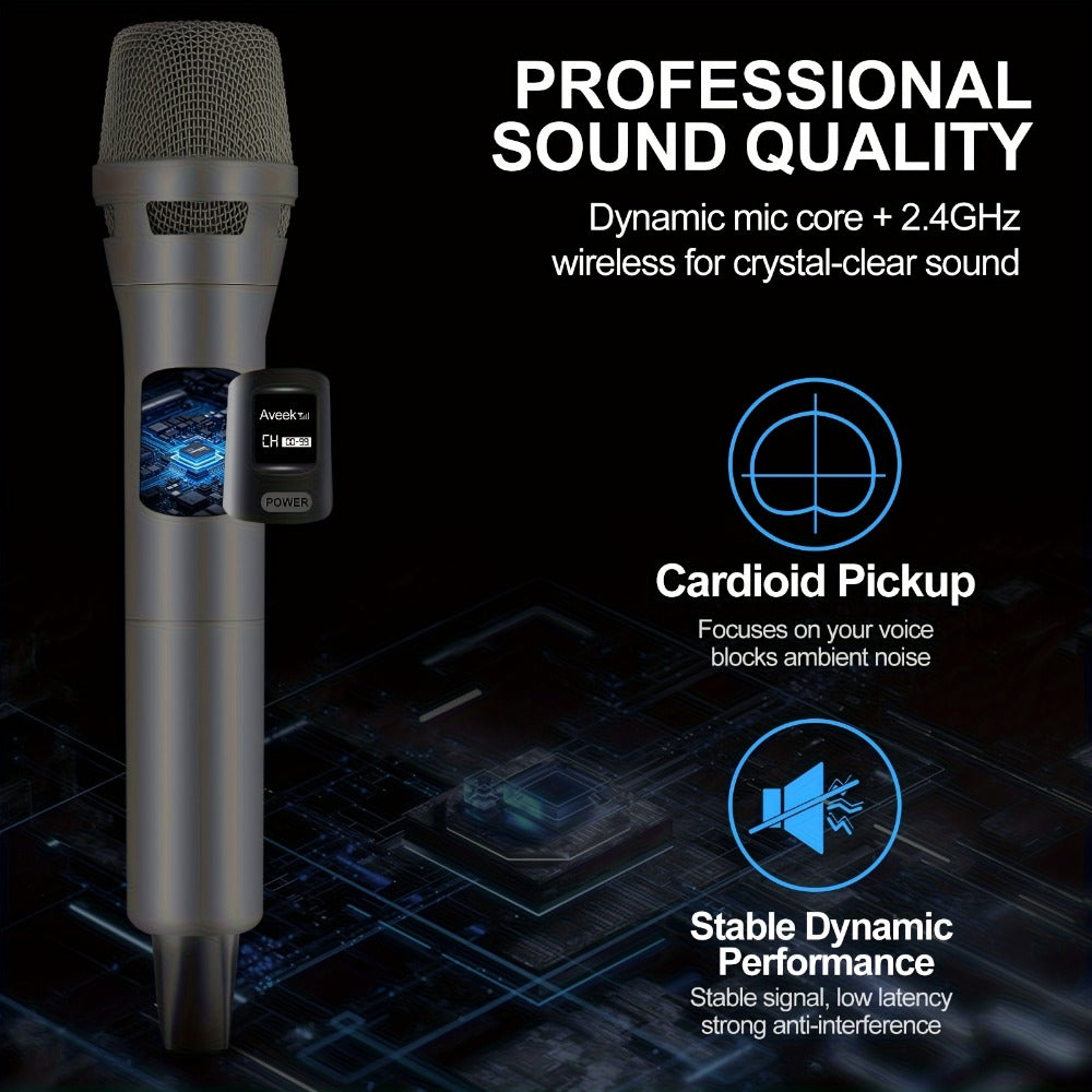 Wireless Karaoke Microphone, Wireless, USB-C, Aveek, Dynamic for Portable Singing