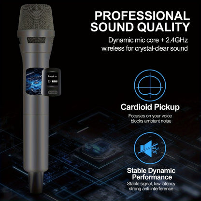 Wireless Karaoke Microphone, Wireless, USB-C, Aveek, Dynamic for Portable Singing