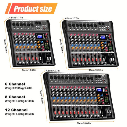 Audio Mixer, USB, Professional, 12-Channel, Controller for Live Sound