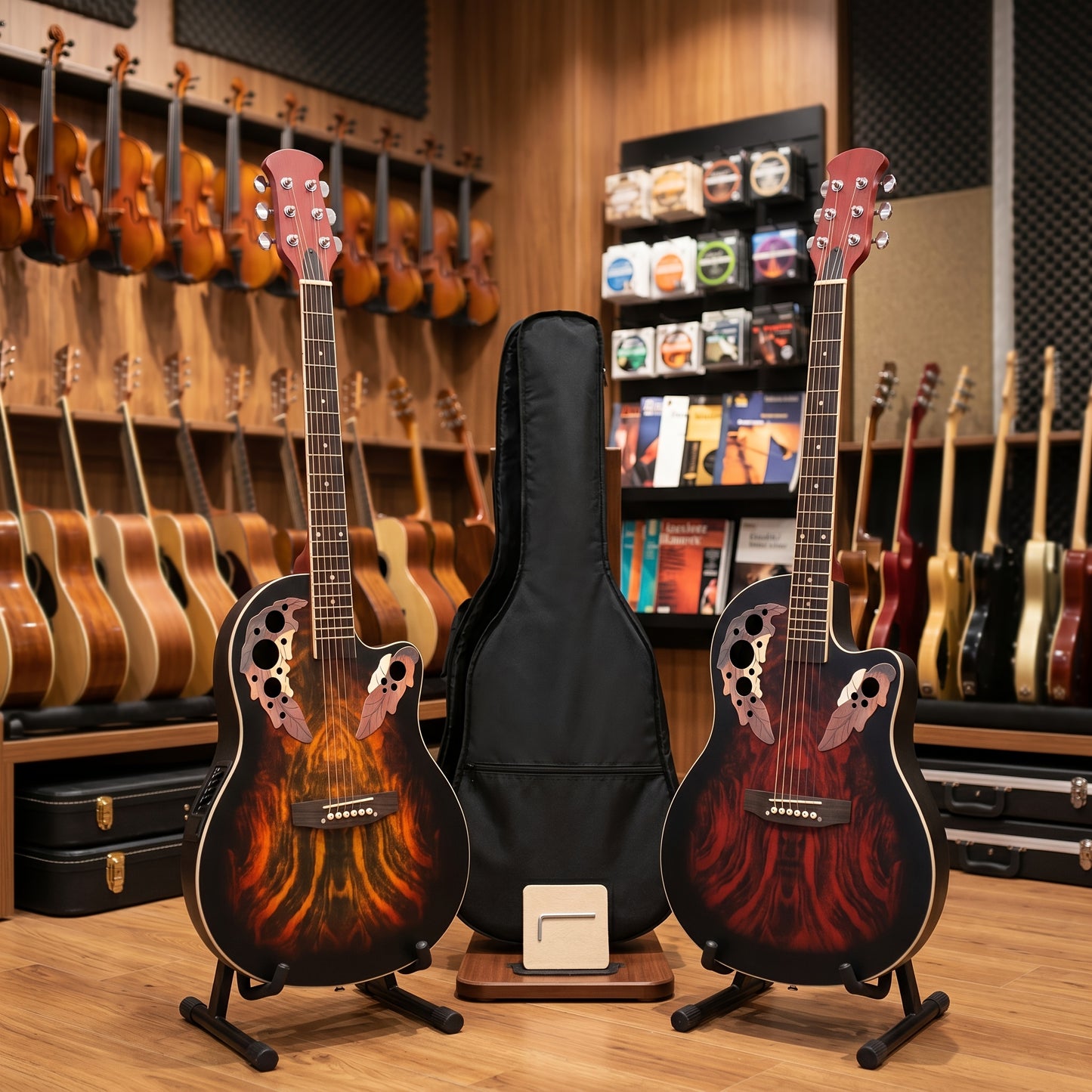 [Electric Acoustic Guitar] 41-Inch Full-Size Cutaway Electric Acoustic Guitar Grape Soundhole Spruce Top Round Back