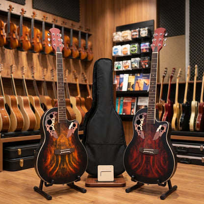 [Electric Acoustic Guitar] 41-Inch Full-Size Cutaway Electric Acoustic Guitar Grape Soundhole Spruce Top Round Back