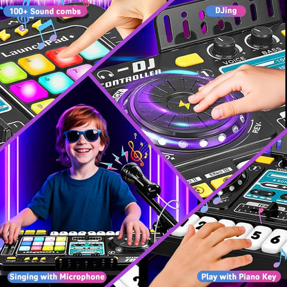 Kids DJ Mixer Music Toy with Microphone, Piano Keys and Recording