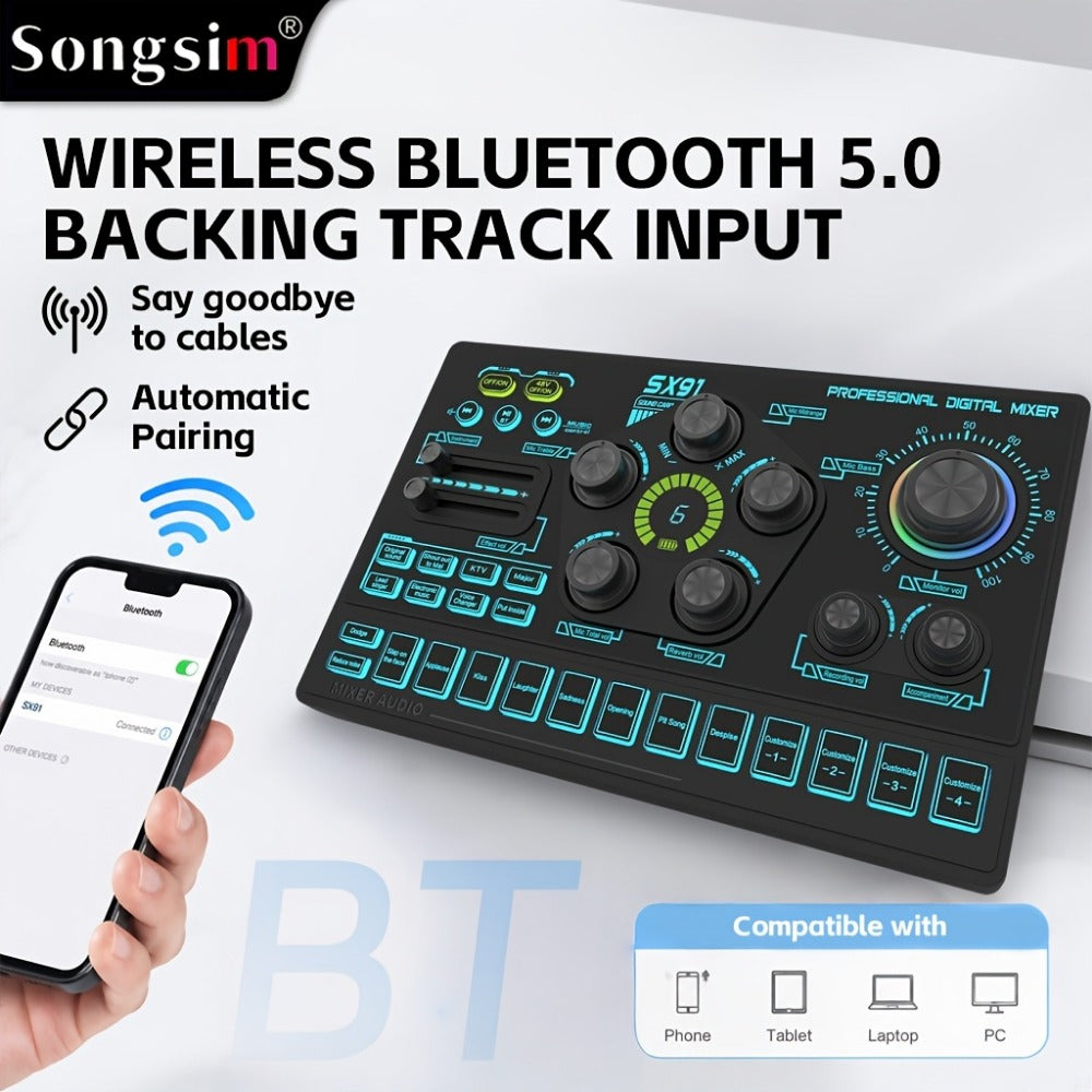 Audio Mixer, RGB, USB, Professional, Console for Live Sound for Home Practice, Rehearsal