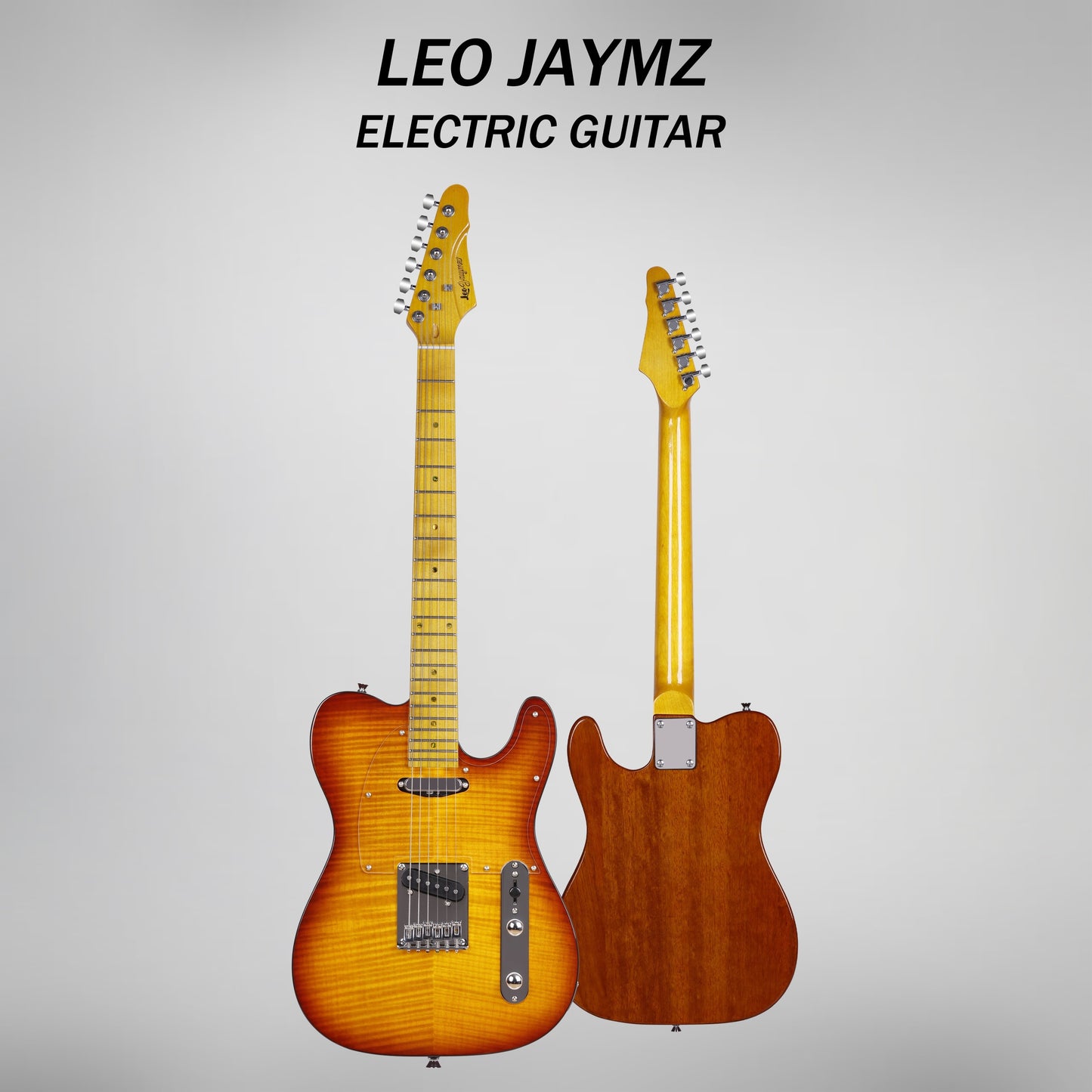 Leo Jaymz DTL Style Electric Guitar with Flame Maple Top - High Gloss Mahogany Body And Hard Maple Neck - High Transparent Acrylic Pickguard