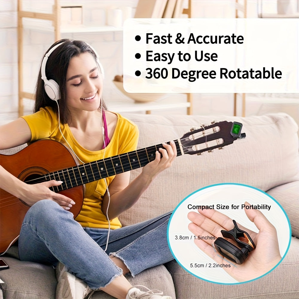 Guitar Tuner with Semitone Tuning Mode, Suitable for Acoustic/Electric Guitars, Bass, Ukulele. Portable Models Ideal for Practice And Performances. Preferred Additions for Musical Instruments