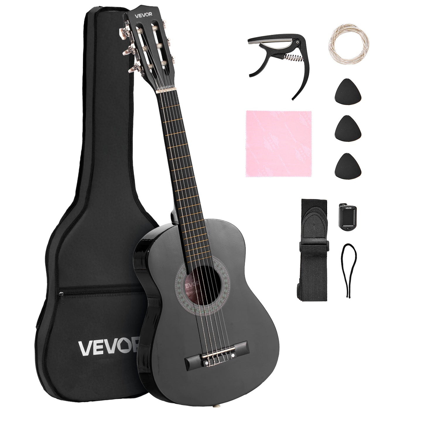 Acoustic Guitar shown in the Black option