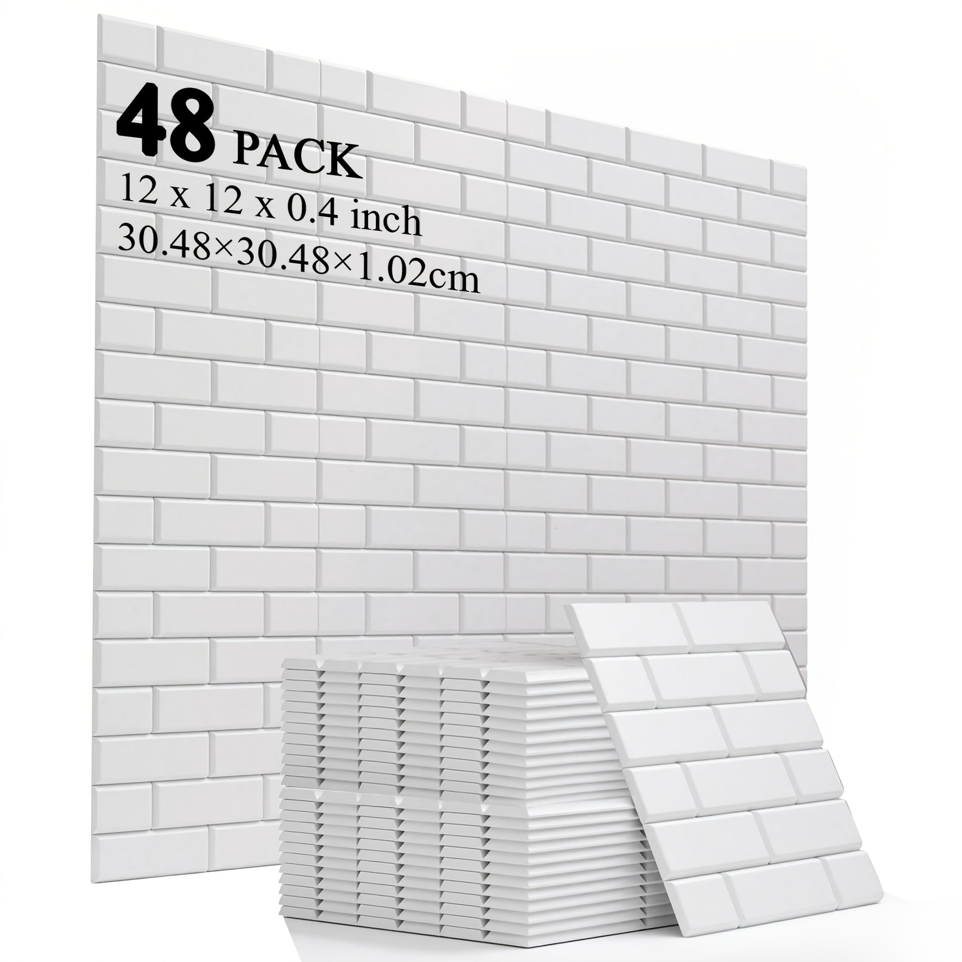 Acoustic Wall Panel shown in the Wall Tile Soundproof Panel 30L1H White48 option