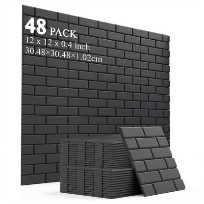 Acoustic Wall Panel shown in the Wall Tile Soundproof Panel 30L1H Black 48 option