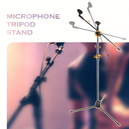 Pair of Adjustable Tripod Microphone Boom Stands for Stage and Studio