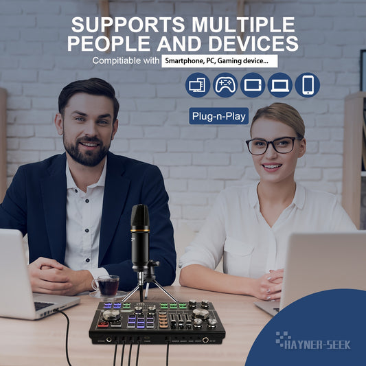 Podcast Recording Equipment Bundle - Professional Microphone, Headphones & Mixer - For Podcasters & Content Creators - Ideal for Home Studio Recording - Perfect Gift for Audio Enthusiasts