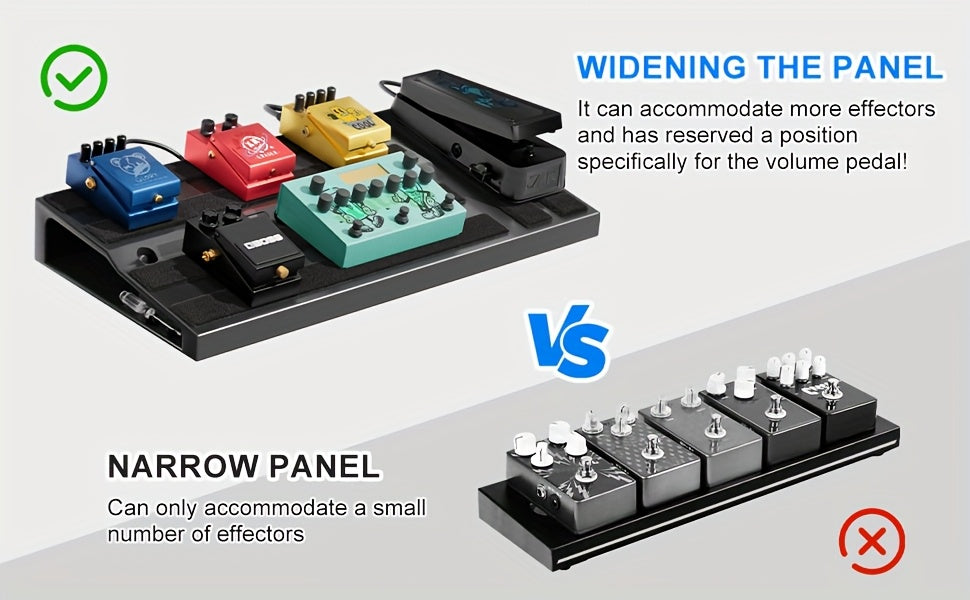 Guitar Pedal Board, Plastic Super Light Guitar Pedalboard Case 2.87 Lbs, 22" X 11" X 2.8" Portable Pedal Board for Electric Guitar Effects with Carrying Bag Black, Adhesive Hook Sided Mounting Tape
