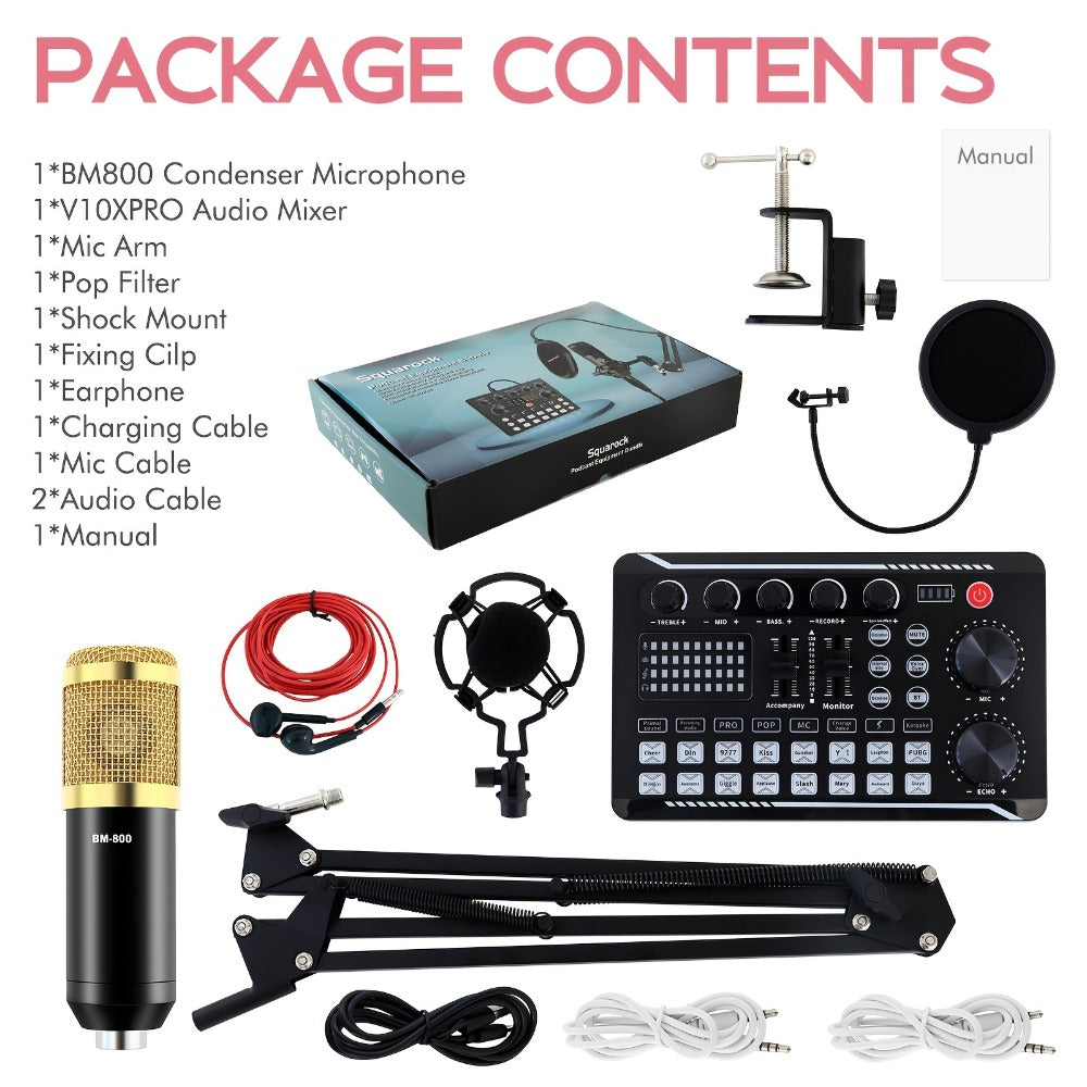 Audio Mixer, Portable, Condenser, Recording, Kit for Live Sound