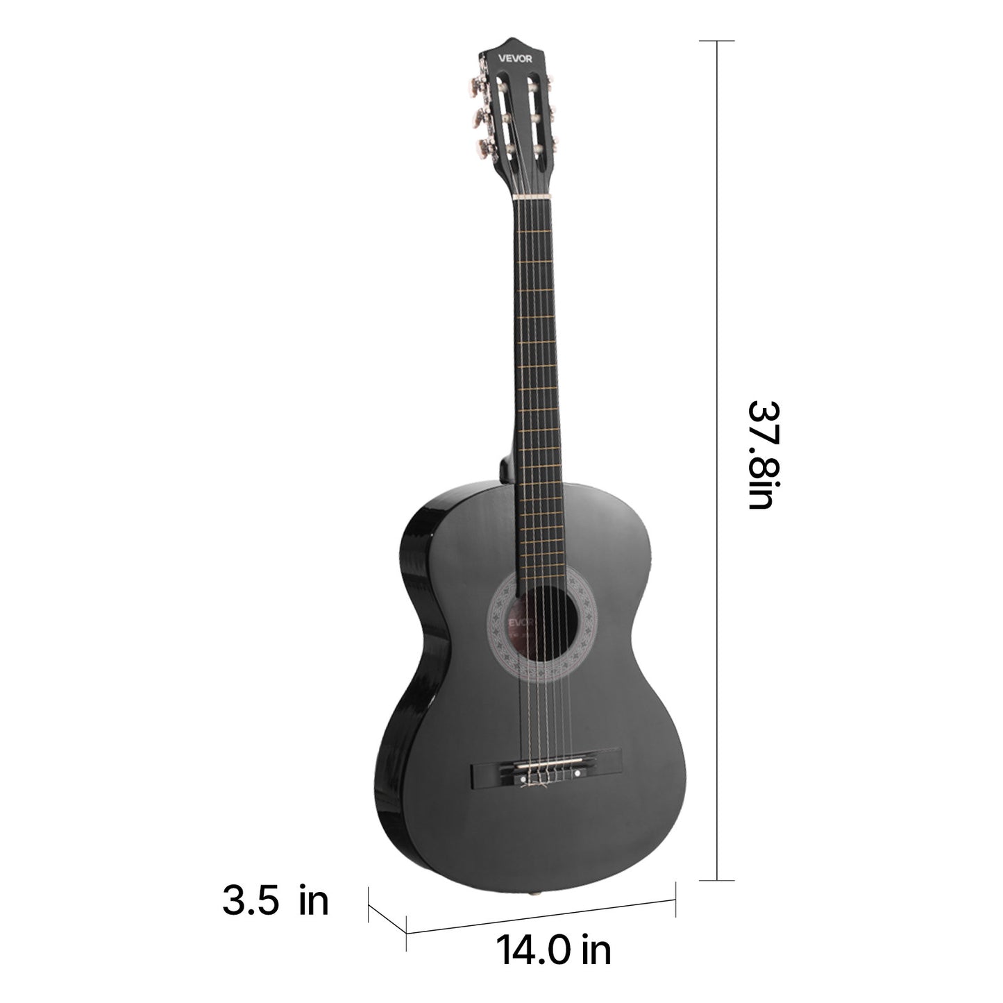 VEVOR Classical Guitar 38 in Guitar Beginner Starter Kit Nylon Strings Black/Natural Color/Blue/Pink/Sunrise Color