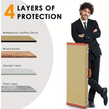 Guitar Case, Portable, Yellow, Square, PVC for Storage and Travel