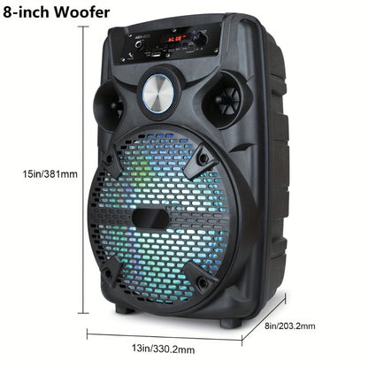 Portable PA Speaker, 15-inch Woofer, Sound Activated, Remote Control, Wireless for Parties
