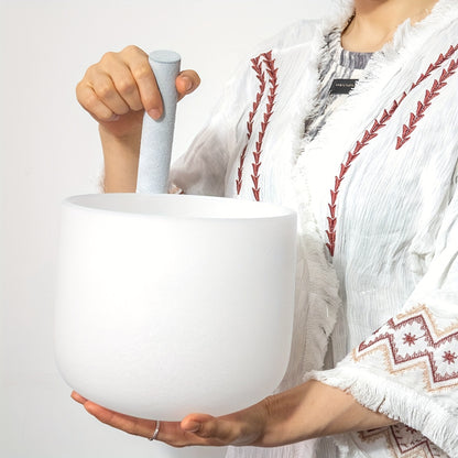 Quartz Crystal Singing Bowl 10 Inch Pure White For Mindfulness Meditation Yoga Sound Bowl With Mallet