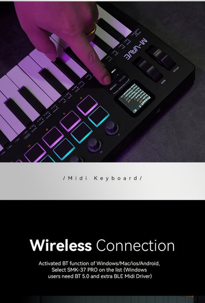 MIDI Keyboard Controller, Portable, 37 Keys, M-VAVE, SMK-37, Pro for Music Production
