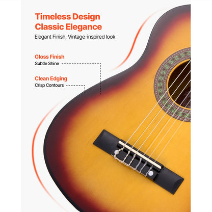 Acoustic Guitar, Black, VEVOR, Classical, Beginner for Lessons and Practice