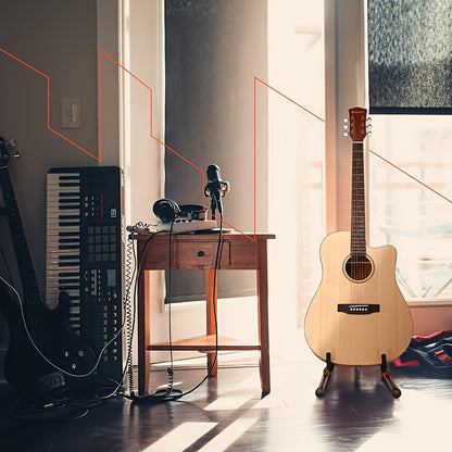 Guitar Stand | Solid Wood Walnut Color - Instrument Guitar Stand, Adjustable Floor Standing A-frame for Acoustic Electric Guitar; Ukulele, Cello, Mandolin, Banjo, Folding Guitar Stand, Essential Gifts for Instrument Guitar Enthusiasts
