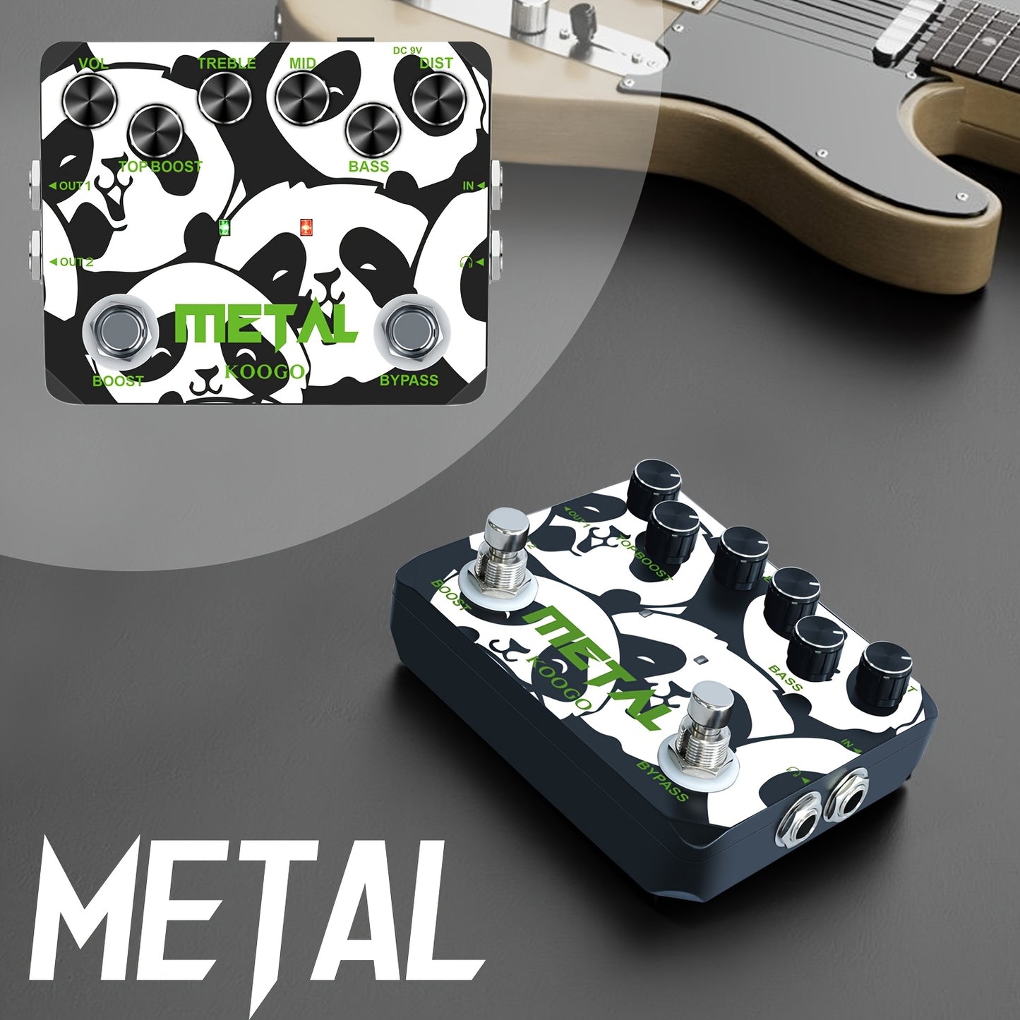 Heavy Metal Distortion Guitar Pedal, Realize The Sounds Of Metal, Rock And Punk, Muff Top Boost Distortion Guitar Effect Pedal With 80s Or 90s Metal Sounds And Earphone Useable Output Ture Bypass, Note That The Power Supply Is Not Included.