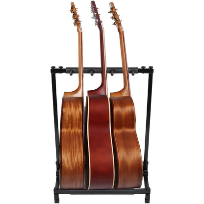 Glarry Square Multiple Guitars Stand, Display&Storage Rack, Guitar & Ukulele & Bass & Banjo Holder for Band, Studio, Home, Black, for 5/7/9 Guitars