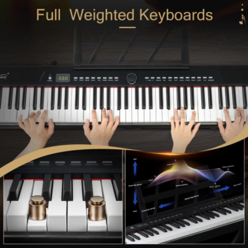 Digital Piano, Portable, Stereo, 88-Key, Semi-Weighted, Hammer for Piano Lessons