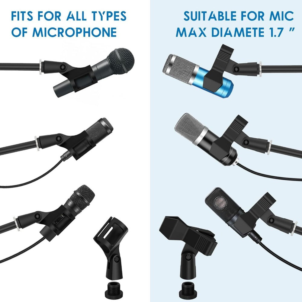 Heavy-Duty Tripod Microphone Boom Stand with Adjustable Height and Clip