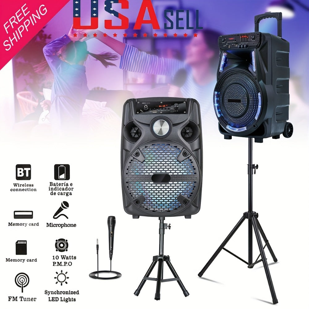 Portable PA Speaker, 15-inch Woofer, Sound Activated, Remote Control, Wireless for Parties