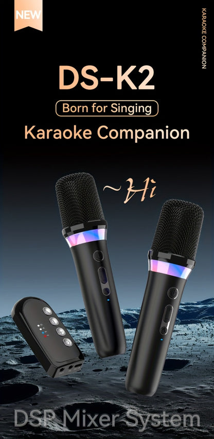 Portable Karaoke System, Stereo, RGB, Wireless, VAORLO, DS-K2, Machine for Parties