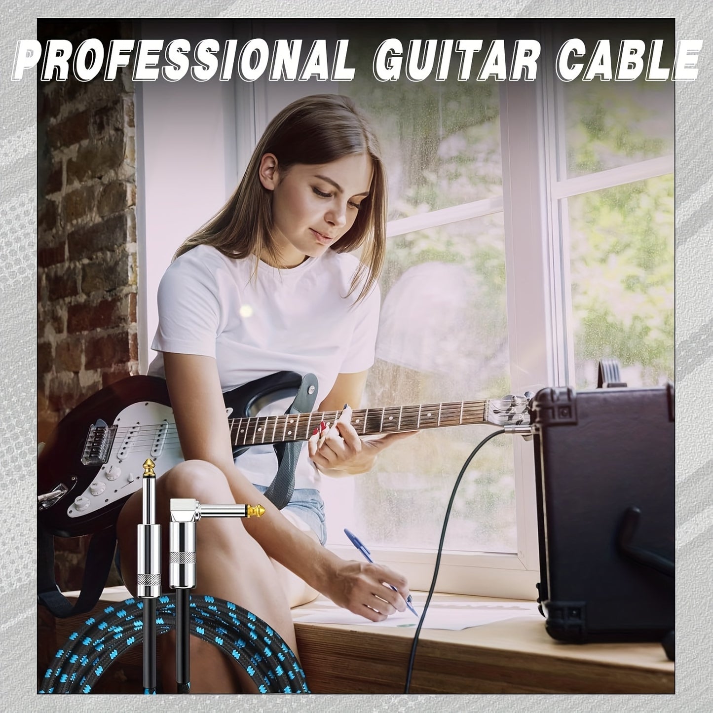 [Guitar Cables Multicolor] 6pcs Guitar Instrument Cables, 3/10Ft Bass Accessory Cables, Copper Amplifier Cables, Suitable for Bass And Electric Guitar Keyboard Effects Microphone, Multicolor