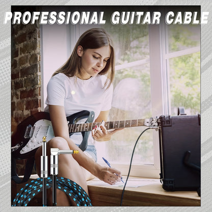 [Guitar Cables Multicolor] 6pcs Guitar Instrument Cables, 3/10Ft Bass Accessory Cables, Copper Amplifier Cables, Suitable for Bass And Electric Guitar Keyboard Effects Microphone, Multicolor