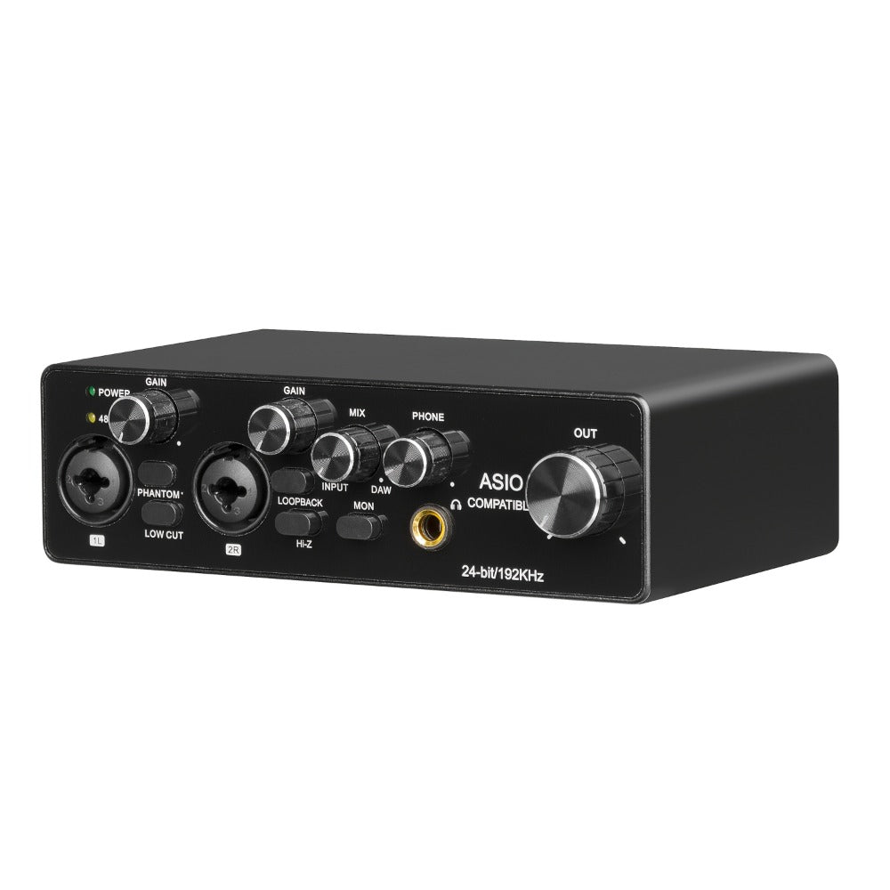 2-Channel USB Audio Interface, 24-Bit/192kHz with 48V Phantom Power