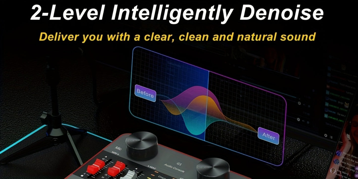 USB Audio Interface, Adjustable, USB, Podcast, Equipment for Recording and Streaming