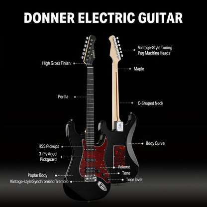 Electric Guitar, 39 Inch, Donner, Inch, Designer for Lessons and Practice