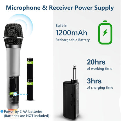 Portable PA Speaker, Dark Gray, Wireless, Dynamic, Dual, Microphones for Parties