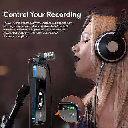 Recording Microphone, Portable, Cardioid, PALOVUE, MFi for Recording and Streaming