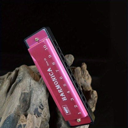 Professional Blues Harmonica 10 Hole C-Key Blues Harmonica, Comes with Hard Box, Suitable As a Gift for Beginners, Students, Adults, And Professionals, Comes with a Sanrio Sticker