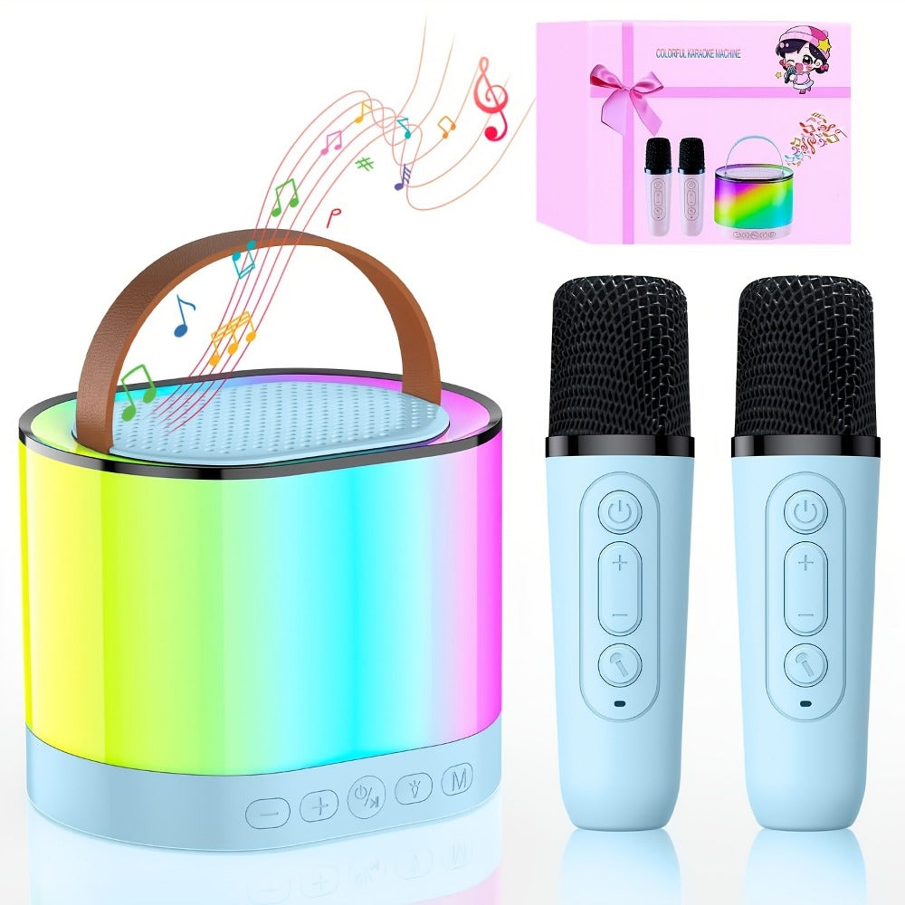 Portable PA Speaker, 10W, Wireless, USB-C, Two, Microphones for Parties and Karaoke