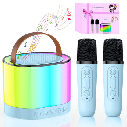 Portable PA Speaker, 10W, Wireless, USB-C, Two, Microphones for Parties and Karaoke