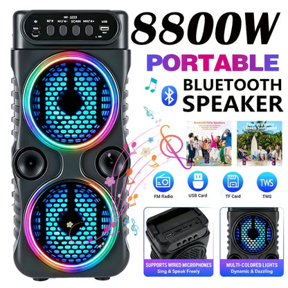 Portable PA Speaker, 8800W, RGB, Bluetooth, Wireless for Parties and Karaoke