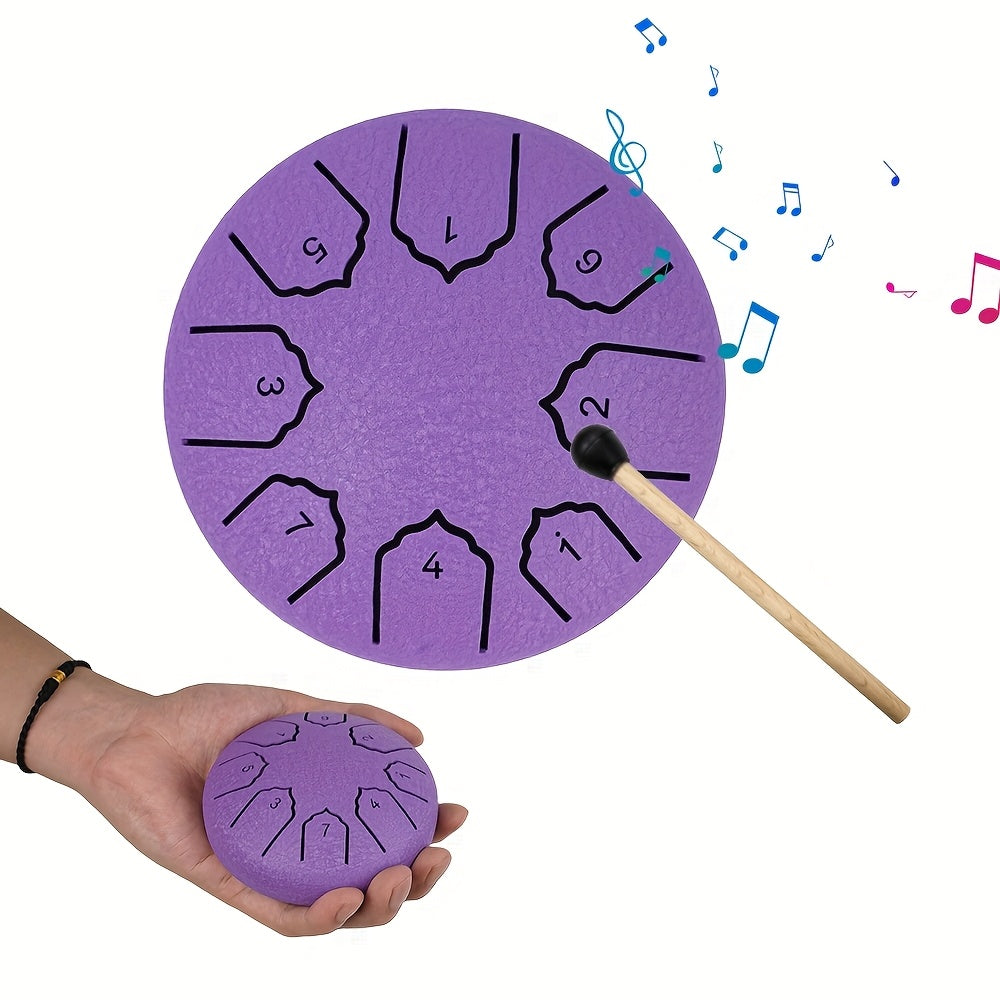 3-inch 6-tone Steel Tongue Drum, 6-inch 8-tone Hollow Drum Iron Drum, 6-inch 11-tone Outdoor Rain Drum, Percussion Instrument, with Travel Bag, Music Book, Drumsticks And Stand