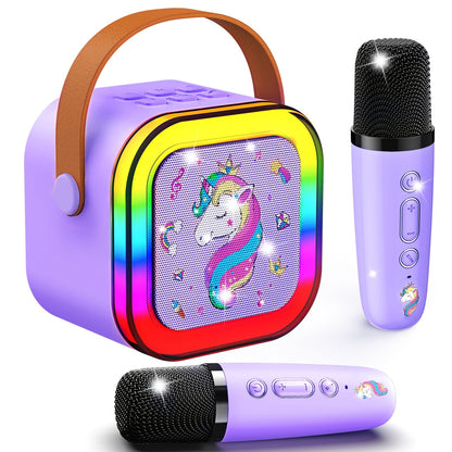 Unicorn Bluetooth Karaoke Speaker with 2 Wireless Microphones, Portable Karaoke Machine for Adults, Wireless Portable PA System for Home Party, Family Gathering & Christmas Gift, Easy to Use