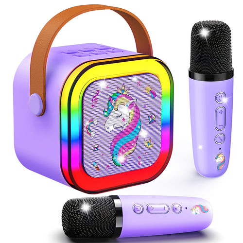 Unicorn Bluetooth Karaoke Speaker with 2 Wireless Microphones, Portable Karaoke Machine for Adults, Wireless Portable PA System for Home Party, Family Gathering & Christmas Gift, Easy to Use