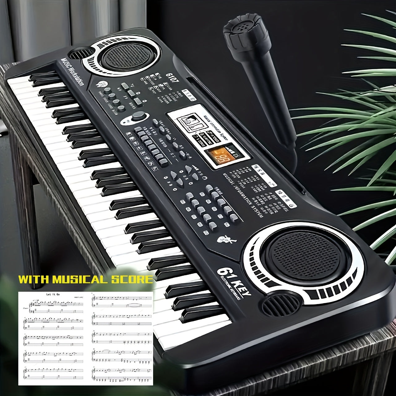 61-Key Electronic Piano Keyboard Set with Built-In Mic And Printed Music Sheets | USB Power | Complete Beginner Kit for Home Use | Ideal Birthday Gift