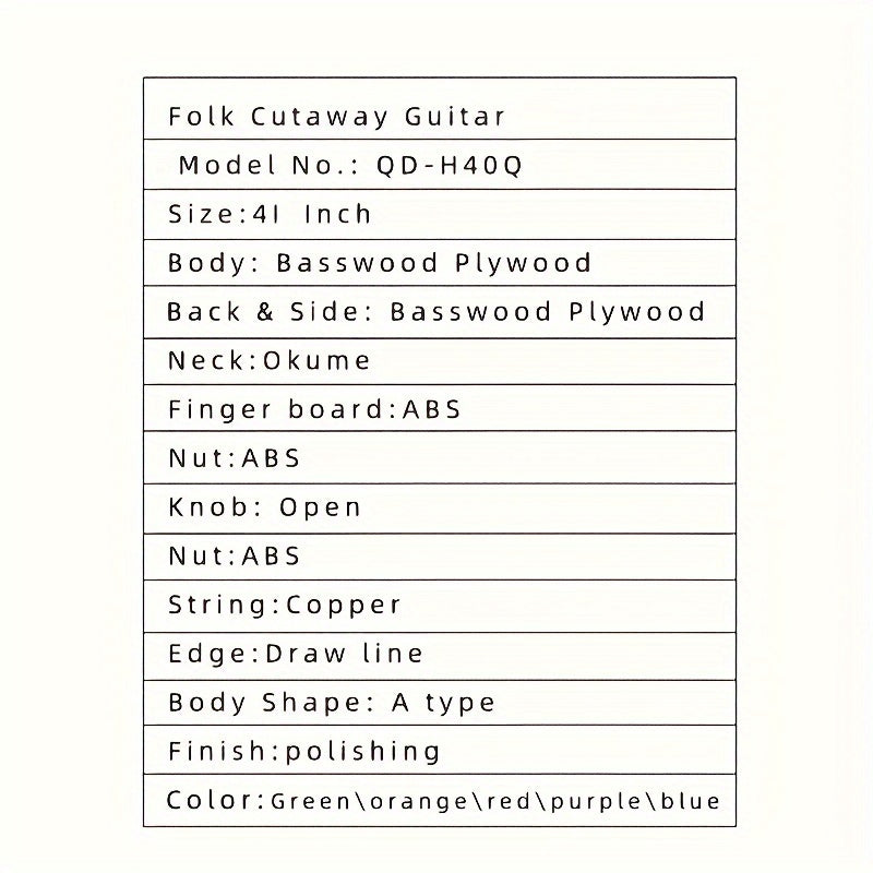 This Is a Comprehensive Acoustic Guitar Designed for Novice Players, Measuring 41 Inches. It Is Ideal for Those Starting Out And Comes with Essential Additions Like Guitar Strings, a Carrying Bag, a Pick