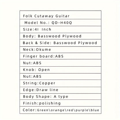 This Is a Comprehensive Acoustic Guitar Designed for Novice Players, Measuring 41 Inches. It Is Ideal for Those Starting Out And Comes with Essential Additions Like Guitar Strings, a Carrying Bag, a Pick