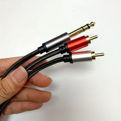 RCA Audio Cable, 6.5mm, Large, Three-Core/2RCA, Male/Male for Connecting Audio Sources