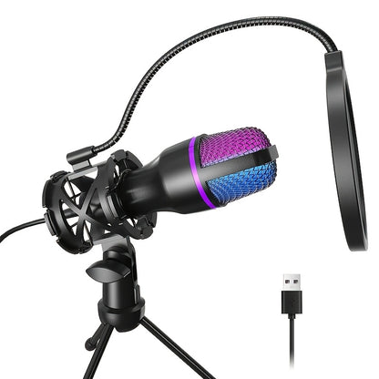 Condenser Microphone - XLR Podcast Equipment Suitable for Studio Recording, Broadcasting, Karaoke, Gaming, USB Interface Microphone for Beginners' Online Chats, Computer Microphone with Tripod