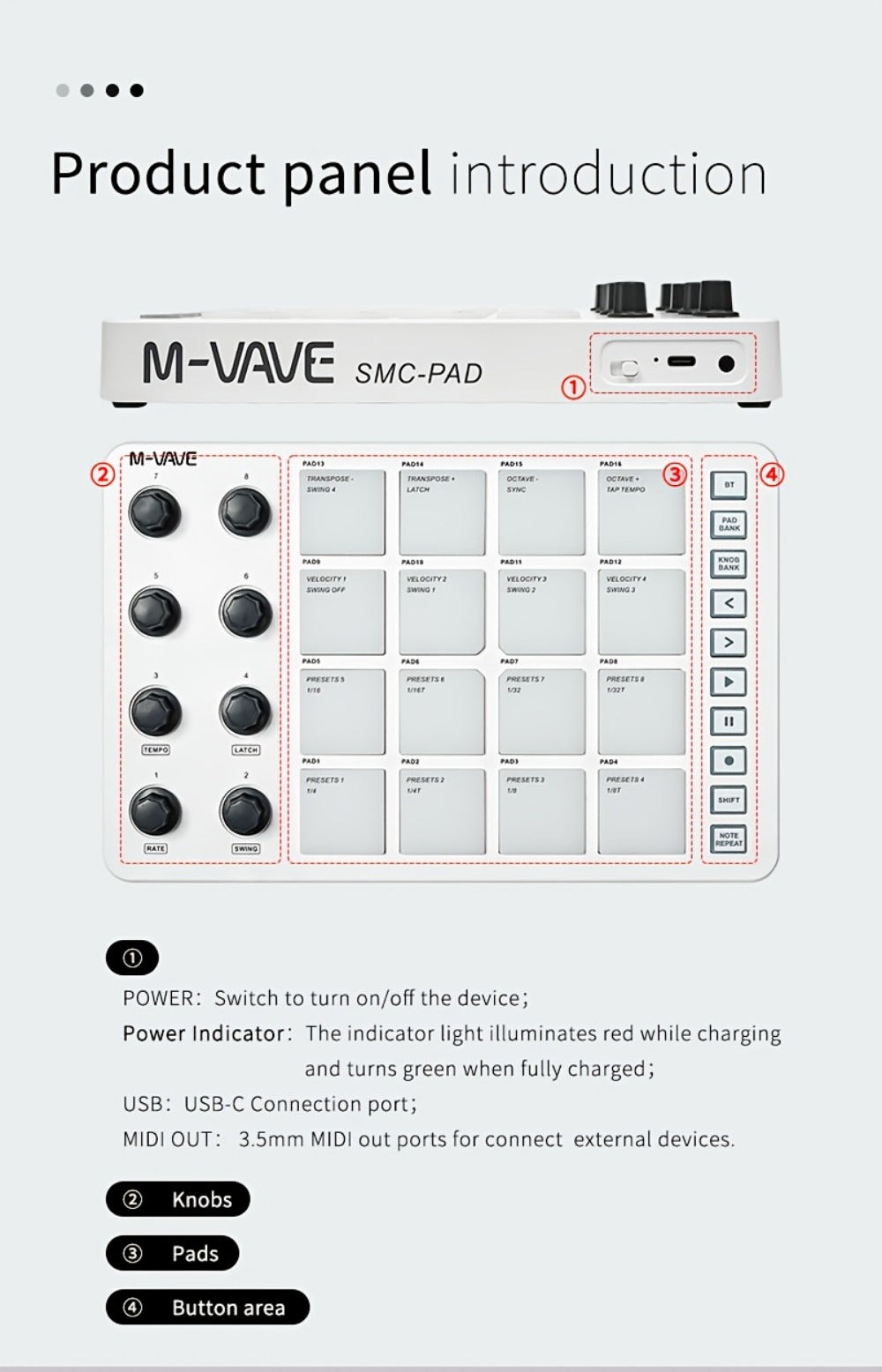 MIDI Pad Controller, USB, Wireless, Professional-Grade, Multi-Effects for Music Production