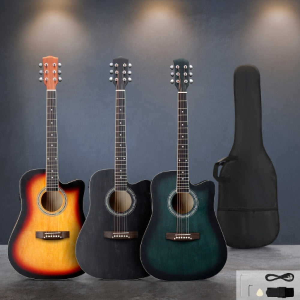 Acoustic Guitar, Adjustable, 10W, KMA101, 41-Inch, Black for Lessons and Practice